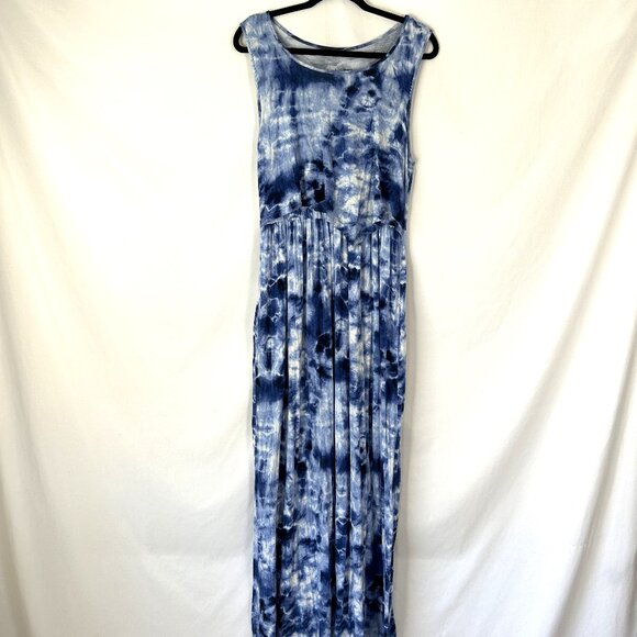 Latched Mama Maxi Tie Dye Nursing Dress L Blue - Picture 1 of 7